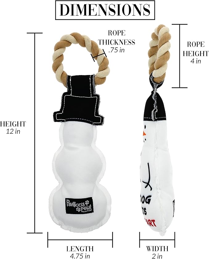 Pavilion - My Dog Melts My Heart - 12" Snowman Puppy Dog Toy with Rope Handle K-9 Furry Companion Christmas Present