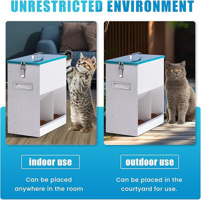 Automatic Cat Feeder Outdoor Dog Dry Food Dispenser Gravity Cat Feeder Pet Feeder for 2 Cats, 42cups/10L Dual (10L)