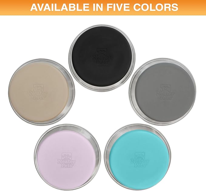 Neater Pet Brands Stainless Steel Dog Bowls with Non-Slip Rubber Bottom – 2 Cup (16 oz), Gray - Set of 2 Heavy Duty Metal Dog Bowls, Dishwasher Safe, Food or Water Bowl, Ideal for Small Dogs & Cats