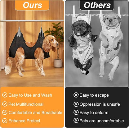 Dog Grooming Hammock - Breathable Dog Nail Trimming Hammock - Hanging Harness with S Hooks for Cats and Small Dogs Nail Trimming, Bathing, Brushing