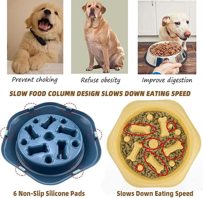 Slow Feeder Dog Bowl,Anti Gulping Healthy Eating Interactive Bloat Stop Fun Alternative Dog Slow Food Feeding Pet Bowl,