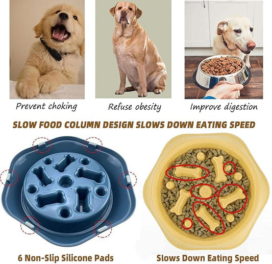 Slow Feeder Dog Bowl,Anti Gulping Healthy Eating Interactive Bloat Stop Fun Alternative Dog Slow Food Feeding Pet Bowl,