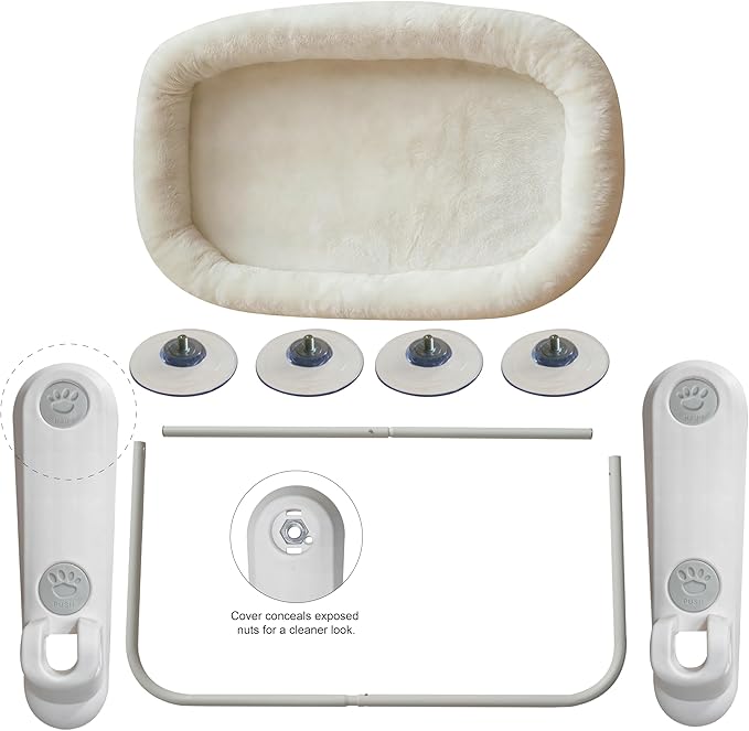 YGP Foldable Cat Window Perch – No Drilling, 40lbs Tested Hold, 4 Strong Suction Cups, Heavy-Duty Metal Frame, Space-Saving Fold-Down Design, Ultra-Soft Fleece Hammock for Cats