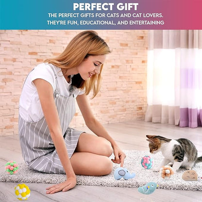 9 Pack Catnip Toys for Cats – Interactive Cat Toys for Indoor Cats & Kittens, Variety Bundle with Plush Animals & Catnip Balls, Fun Kitten Enrichment Toys Set