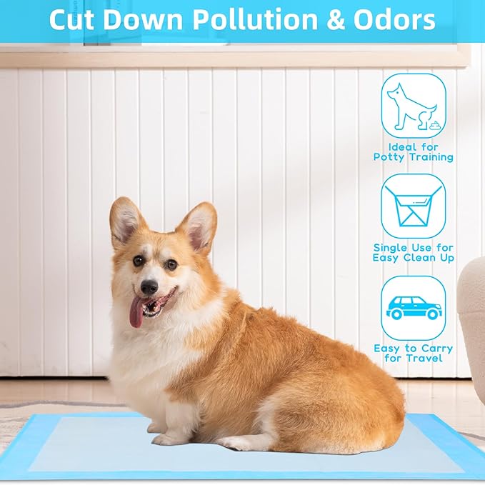 FluffyDream Super Absorbent Waterproof Dog and Puppy Pet Training Pad, Housebreaking Pet Pad,Blue (30"X36"(100PCS))