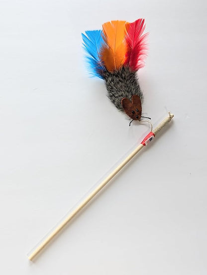 Runaway Rosie with Feathers Interactive Cat Toy (Natural)