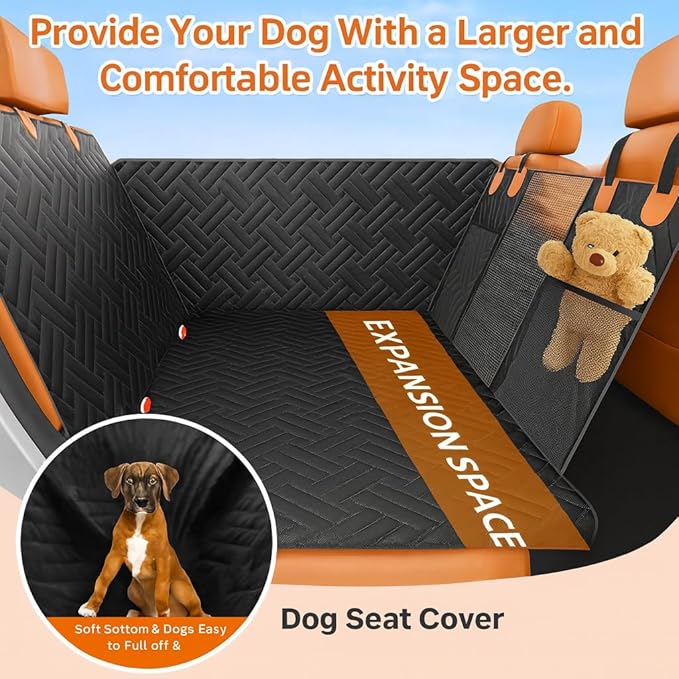 Serenica Back Seat Extender for Dogs, Hard Bottom Car Seat Cover for Dogs, Dog Hammock for Car, Back Seat Pet Cover for Dog