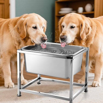 3 Gallons Large Elevated Dog Water Bowl - 11.5'' H Sturdy Stainless Steel Raised Dog Bowl with Stand for Extra Large Dogs Relief Joint Pressure, Easy to Clean Assemble for Indoor Outdoor