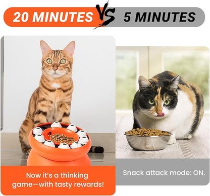 Cat Puzzle Feeder Slow Food Bowl – Interactive Slow Feeder Bowl for Indoor Cats, Treat Dispensing Enrichment Toy,Mental Stimulation and Boredom Relief (Orange)