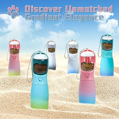 Dog Water Bottle with Food Container, 19Oz Large Capacity Portable Dog Water Bowl Dispenser, Food Grade New Puppy Essentials & Chihuahua Dog Accessories for Hiking Walking Traveling