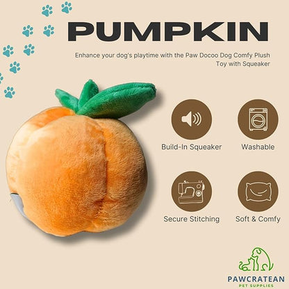 7" Squeaky Plush Toy for Puppies Small Dogs Self Etertainment Washable Soft Made [PET ONLY] (Little Pumpkin)