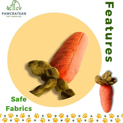 7" Squeaky Plush Toy for Puppies Small Dogs Self Etertainment Washable Soft Made [PET ONLY] (Carrot)