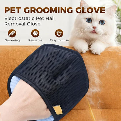 Pet Hair Removal Glove,2026 New Grooming Pet Hair Remover Gloves for Cats & Dogs,Reusable Pets Hair Remover Tool for Bed Sheets Couch Clothes Carpet Car Seat (A-Blue)