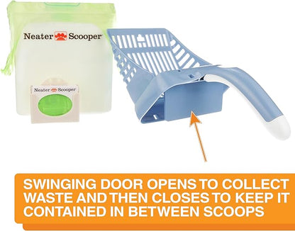 Neater Pet Brands Neater Scooper Standard Cat Litter Scoop, 15 Refill Bags – Mess-Free Cat Litter Scooper with Bag, Spill-Proof Kitty Box Sifter, Bin Doubles as Scoop Holder, For Single-Cat Households