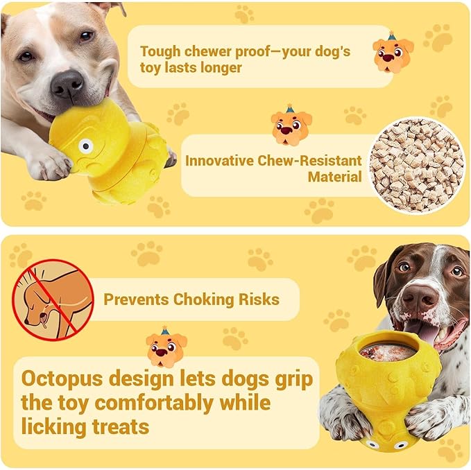 Dog Toys for Aggressive Chewers, Dog Enrichment Toys, Anxiety Relief for Dogs Toy, Indestructible Frozen Treat Toy National Pet Day Gifts for Large Dogs Reduces Anxiety, Octopus