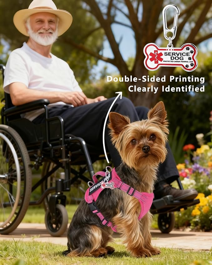 Service Dog Vest for Small Breed Dogs with ID Tag – Lightweight Puppy Harness and Leash Set with 6 PCS Patches, Ideal Service Animal Vest for Training, Complete Service Dog Gear, Hot Pink, S