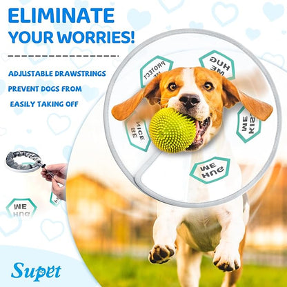 Supet Dog Cone Collar After Surgery to Stop Licking: Adjustable Recovery Elizabeth Collar Alternative for Large Medium Small Dogs, Plastic Pet Head Neck Cone (XL)