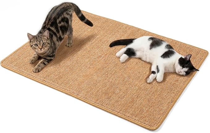 Extra Large Cat Scratcher Mat (27.5" x 35.4"), Natural Sisal Cat Scratching Pad for Indoor Cats, Mess-Free Cat Scratch Rug & Cardboard Alternative, Couch & Furniture Protector