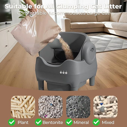 Automatic Self Cleaning Cat Litter Box: Scoop Free Litter Box with APP Control, Large Capacity for Multiple Cats, Odor Control, Ultra Quiet, Smart Safety Sensors
