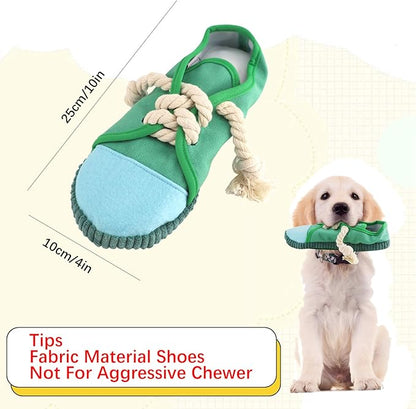 vocheer Dog Chew Toy, Dog Toys to Keep Them Busy Durable Teething Shoe Interactive Squeaky Puppy Toy,Small,Medium Breze, Machine Washable(Green)