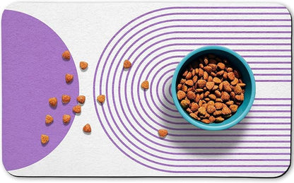 Dog Food Mats,Cat Absorbent Water Bowl Feeding Mats Pet Placemats for Food and Water Purple Bohemia 24 * 32 inch