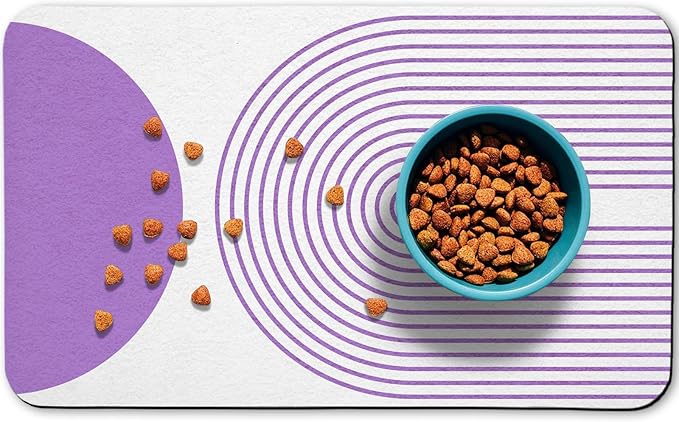 Dog Food Mats,Cat Absorbent Water Bowl Feeding Mats Pet Placemats for Food and Water Purple Bohemia 16 * 24 inch