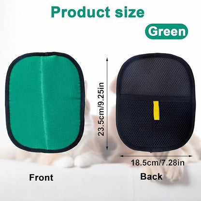 Double-Sided Pet Grooming Gloves, Electrostatic Versatile Static Pet Hair Remover Glove Reusable Static Cat Grooming Tools for Carpet Couch Clothing Furniture Supplies (Green)
