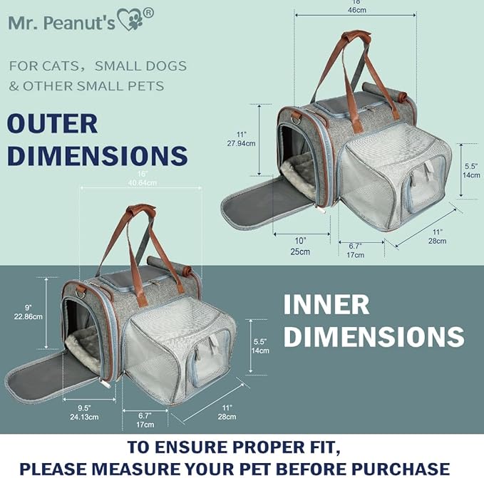 Mr. Peanut's Gold Series Standard Size Airline Compliant Expandable Pet Carrier V3.0