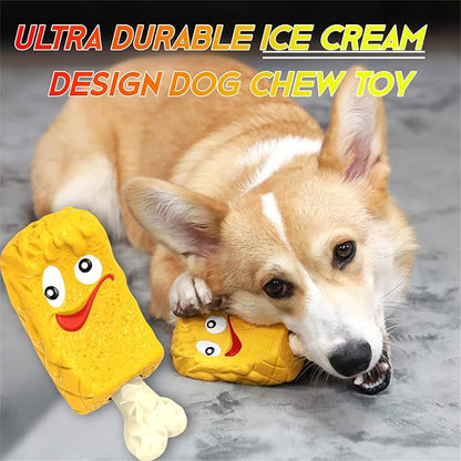 Dog Chew Toy for Power Chewers, Durable Ice Cream Shaped Bone Toy with Natural Rubber & Nylon, Interactive Hollow Treat Dispenser for IQ Stimulation, Easy to Clean, Safe for 20-90 lbs Dogs