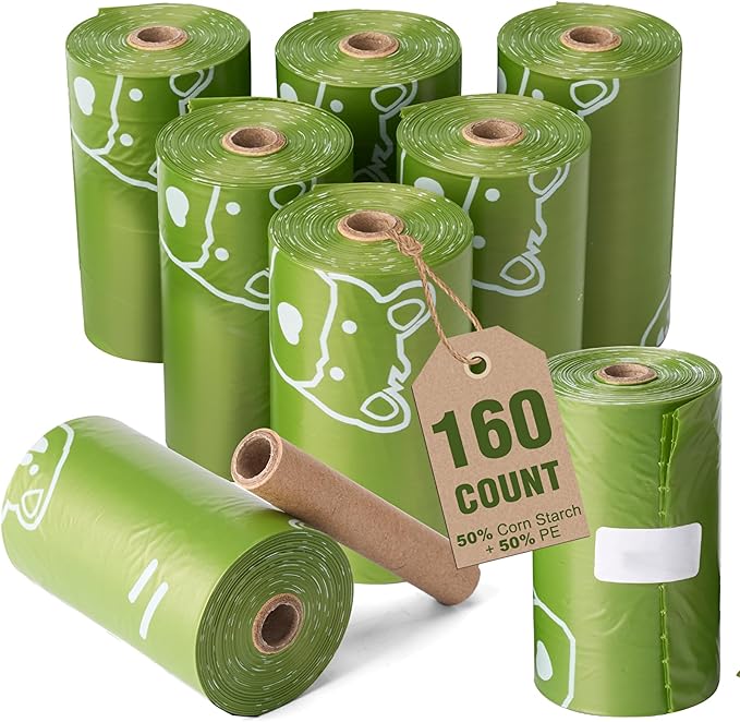 Poop Bags for Dogs - Leak Proof Waste Bags 160 Count Lavender scented Green Refill Rolls