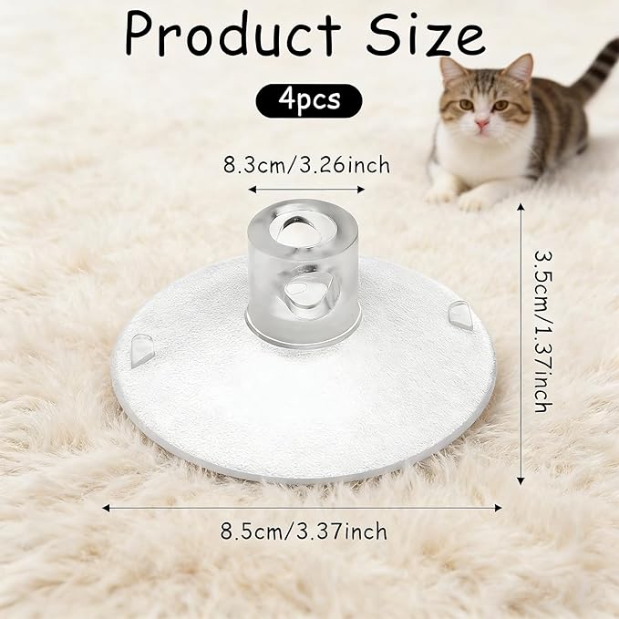 Large Clear PVC Window Perch Suction Cups for Cat Hammocks, Beds & Perches - 4 Pack Strong Replacement Sucker Pads (3.37in)