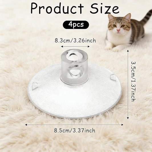 Large Clear PVC Window Perch Suction Cups for Cat Hammocks, Beds & Perches - 4 Pack Strong Replacement Sucker Pads (3.37in)