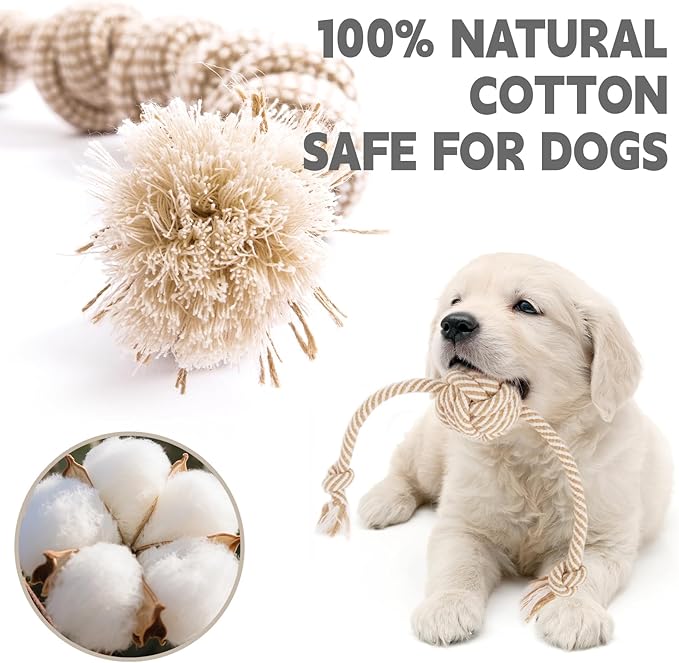 Dog Rope Toy for Small Dog 3pcs, Natural Chew Toys for Puppy, Medium & Small Dogs, Tug of War Rope for Puppies Clean & Relieve Teething