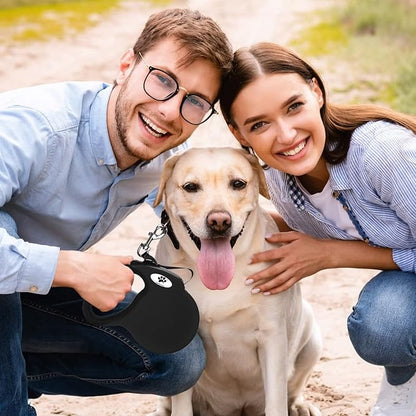 16 ft Retractable Dog Leash for Large Dogs up to 110 lbs,Tangle-Free Nylon Tape,Black Dan L