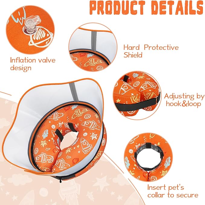 Elevated Inflatable Dog Cone Collar to Stop Licking, Dog Donut Collar After Surgery, Soft Dog Cone Alternative for Small Medium Large Dogs