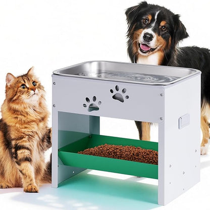 Dog Water Dispenser for Large Dogs Elevated Dog Bowl Stand Raised Dog Food Bowl Dispenser Adjustable Pet Food Storage Container Stainless Steel Water Bowl Feeder Easy Clean, Protects Joints