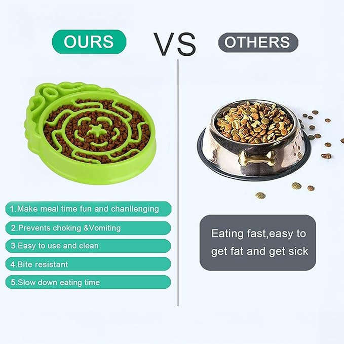 Slow Feeder Dog & Cat Bowl - Interactive Maze Puzzle Dish for Healthy Digestion, Anti-Gulping Food Grade Feeder(Green)