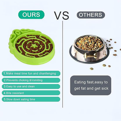 Slow Feeder Dog & Cat Bowl - Interactive Maze Puzzle Dish for Healthy Digestion, Anti-Gulping Food Grade Feeder(Green)