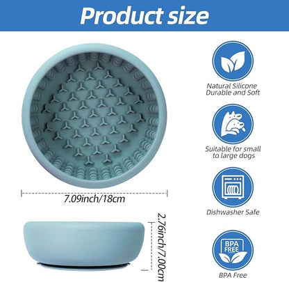 Dog Lick Bowl,Silicone Slow Feeder Bowls for Dogs and Cats - Wet Food, Suction Cups, Non-Slip Design (Blue, Large)
