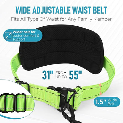 Hands Free Large Dog Leash, 6-8 FT Bungee Leash with Waist Belt for Dog Up to 150 lbs, Running Walking Jogging