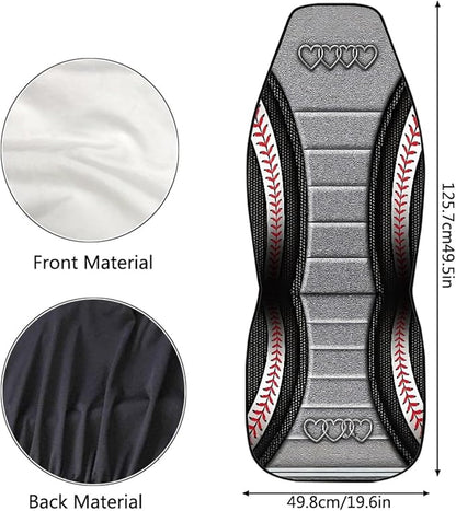 Love Heart Car Seat Covers Baseball Print Universal Bucket Seat Cover Waterproof Anti-Slip Automotive Accessories Suitable for Cars, SUV and Trucks