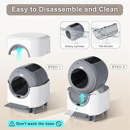 Automatic Litter Box, Self Cleaning Litter Box, Odor Control, 90L Large Capacity with APP Control and Safety Sensor, Ellenpent, for Multiple Cats, Large Cat, with 3 Rolls Garbage Bags
