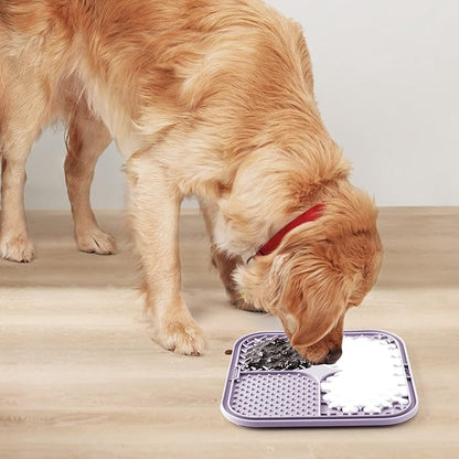 Coomazy Lick Mat for Dog and Cat, Slow Feeder & Non-Slip Design, Boredom and Anxiety Reducer, Suitable for Food, Treats, Yogurt, Peanut Butter and Liver Paste, Non-Toxic, Blue & Purple