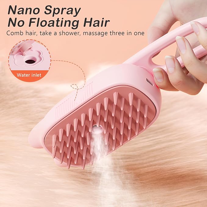 Cat Steam Bursh, Steam Pet Hair Brush for Cats and Dogs, 3 in 1 Cat Grooming Steam Brush for Massage, Multifunctional Cat Grooming Brush, Pet Hair Removal Tool Comb for Cats and Dogs