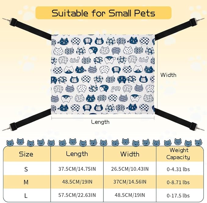 Pet Accessories Hanging Cat Bed Swing Hammock for Cage - Indoor Kitten Desk Accessories - Ferret Bed
