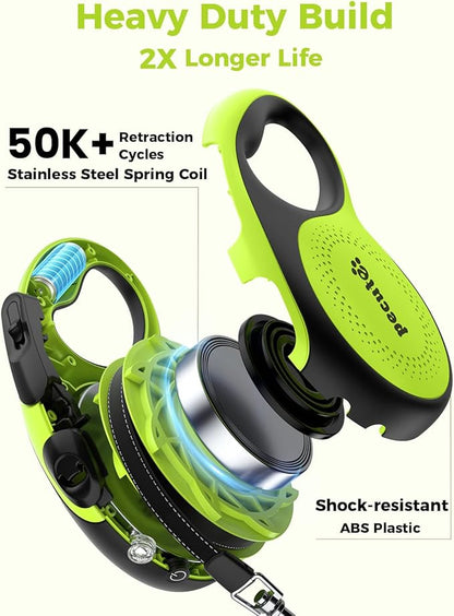 Retractable Dog Leash for Large Dog with Light Rechargeable, 16ft Heavy Duty Retractable Pet Leash with One-Button Control, Anti-Twist Protection, Reflective Leash for Large Dogs Up to 110 lbs