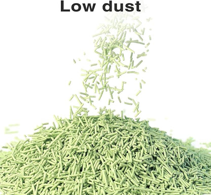 Cat Litter 24LB/4 Packs Dust-Free Clumping Tofu Cat Litter Quickly Absorb Odors Toilet Can Flush Into The Toilet Pure Natural tofu cat Litter (Green Tea)