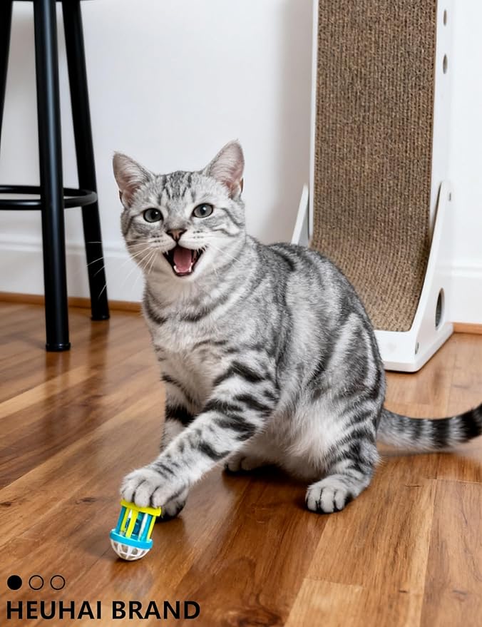 14 Pcs Cat Toys Indoor Kittens BPA-Free Jingle Balls Plush Balls Catnip Feather Mice for Play Chase Relax (1.5'' - 2.2'')