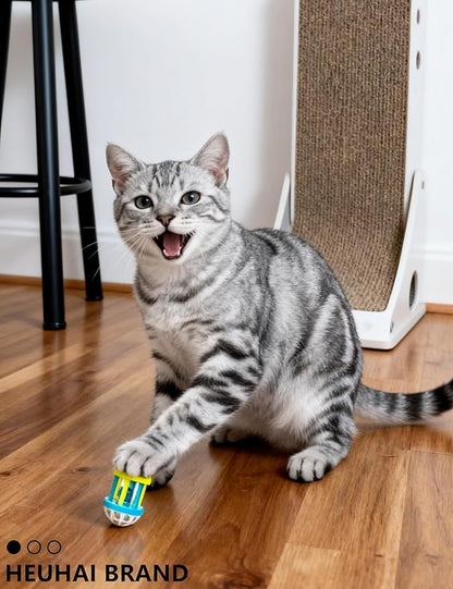 14 Pcs Cat Toys Indoor Kittens BPA-Free Jingle Balls Plush Balls Catnip Feather Mice for Play Chase Relax (1.5'' - 2.2'')