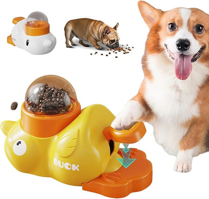 2-in-1 Interactive Dog Puzzle Toy & Slow Feeder – Fun Treat Dispenser for Small & Medium Dogs, Anti-Gulping Duck-Shaped Design, Reduces Bloating & Boredom, No Battery Required (White-A)
